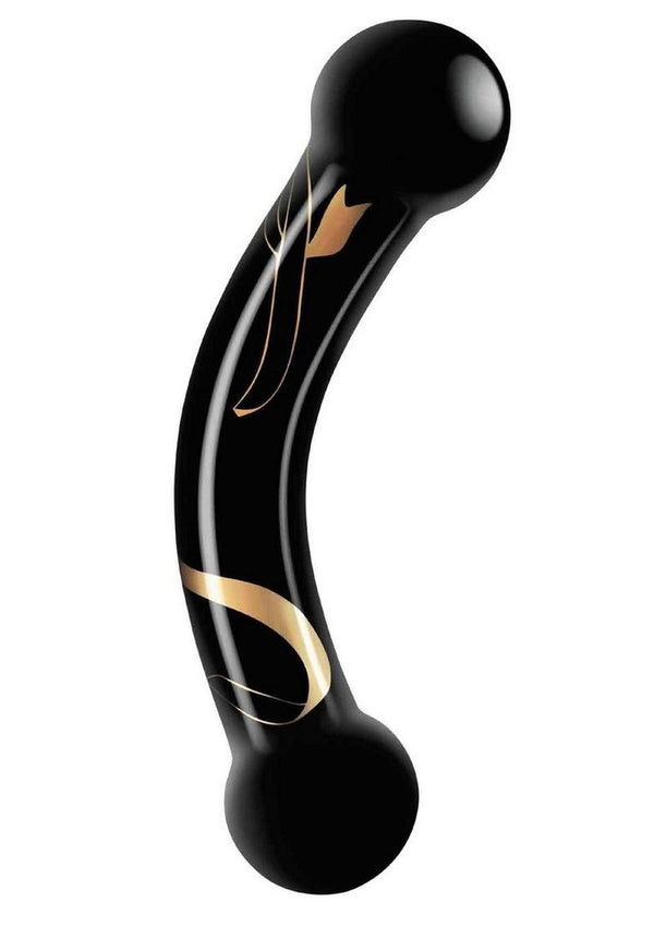 X-Gen Products Secret Kisses 5.5 inches Double Ended Glass Dildo Black and Gold at $29.99