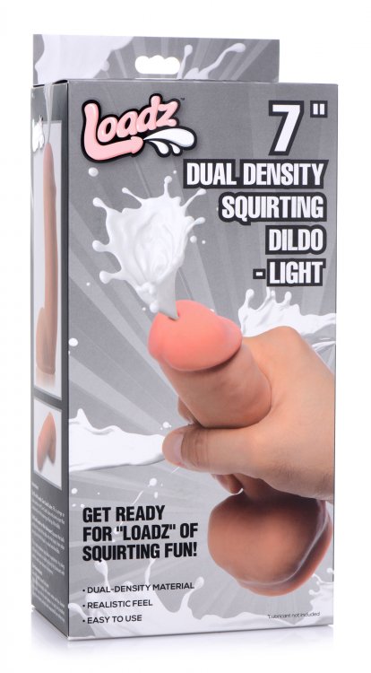 XR Brands Loadz 7 inches Dual Density Squirting Dildo Light at $32.99