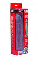 Size Matters 2-Inch Clear Extender Sleeve packaging with realistic texture and extra length features.