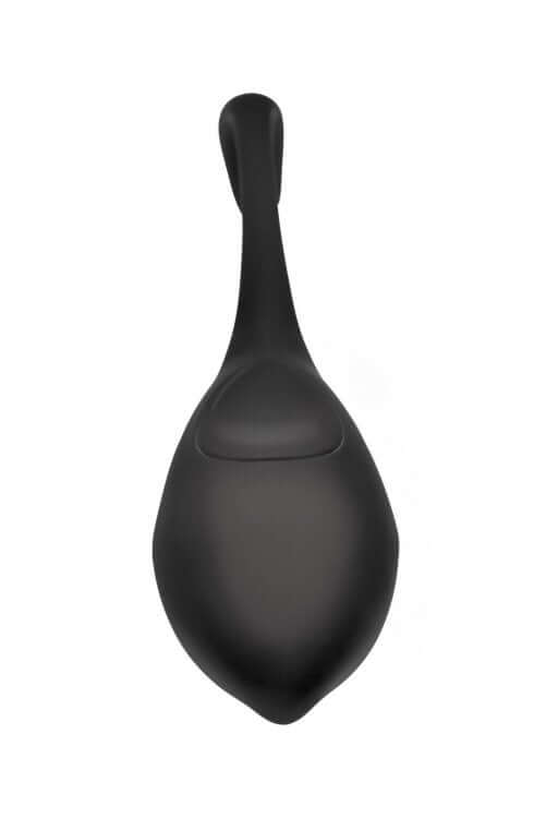 Black wireless remote control vibrating egg, rechargeable for discreet pleasure and versatile use.