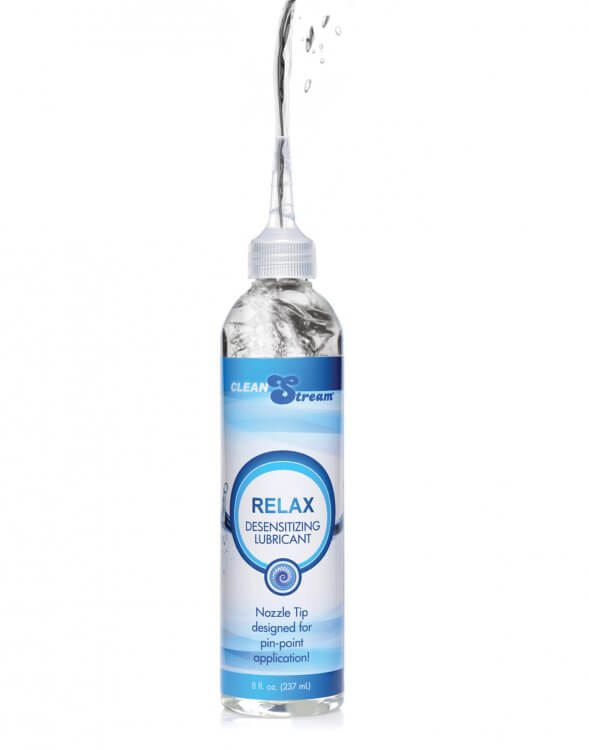 Cleanstream Relax Anal Lube with Desensitizing Lidocaine - 8 fl oz water-based lubricant bottle