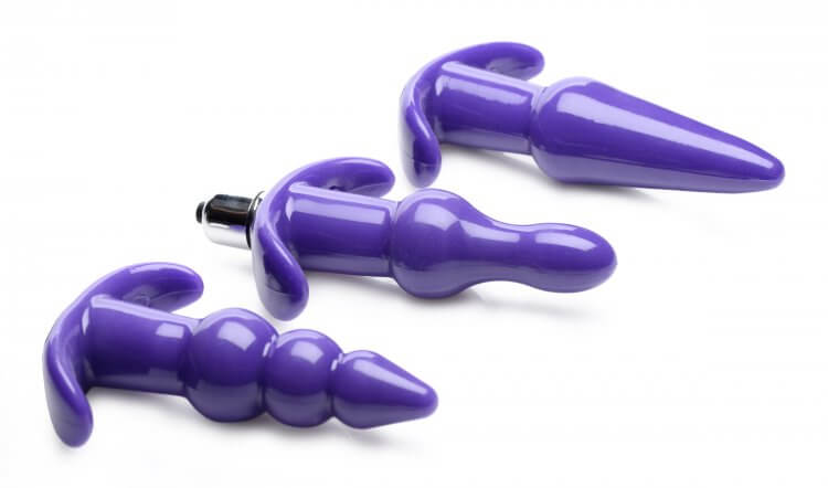 XR Brands Frisky Thrill Trio Anal Plug Set Purple at $19.99