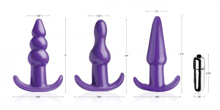 XR Brands Frisky Thrill Trio Anal Plug Set Purple at $19.99