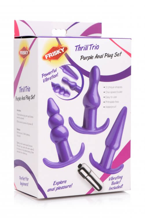 XR Brands Frisky Thrill Trio Anal Plug Set Purple at $19.99