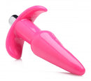 Frisky Thrilling Pink Smooth Vibrating Anal Plug with tapered tip and narrow base for secure and comfortable insertion.
