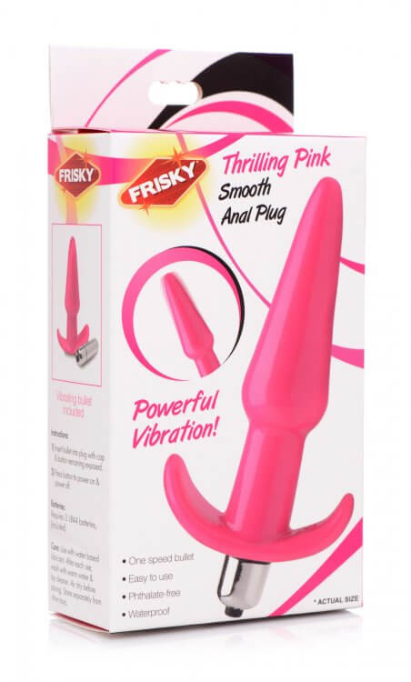 Frisky Thrilling Pink Smooth Vibrating Anal Plug Packaging