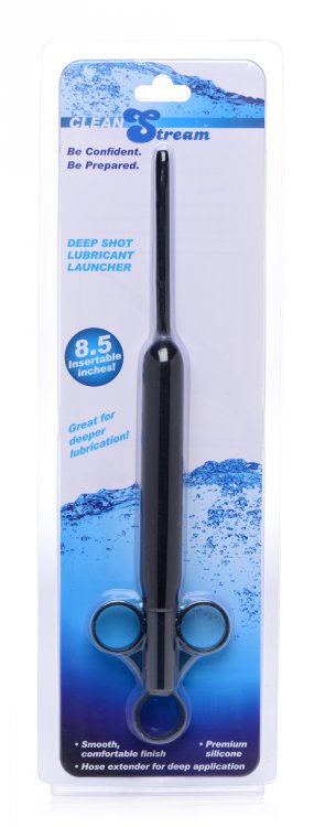 Cleanstream Deep Shot Silicone Ribbed Lube Launcher in packaging for precise lubrication application.