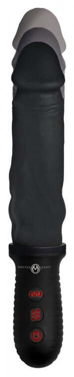Master Series 8X Auto Pounder Black Dildo with Automatic Thrusting and Vibrating Features