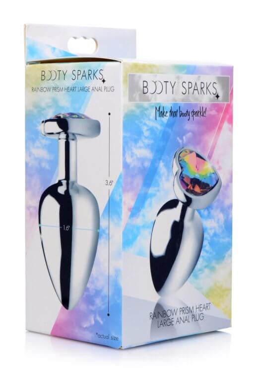 XR Brands Booty Sparks Rainbow Prism Heart Anal Plug Large at $15.99