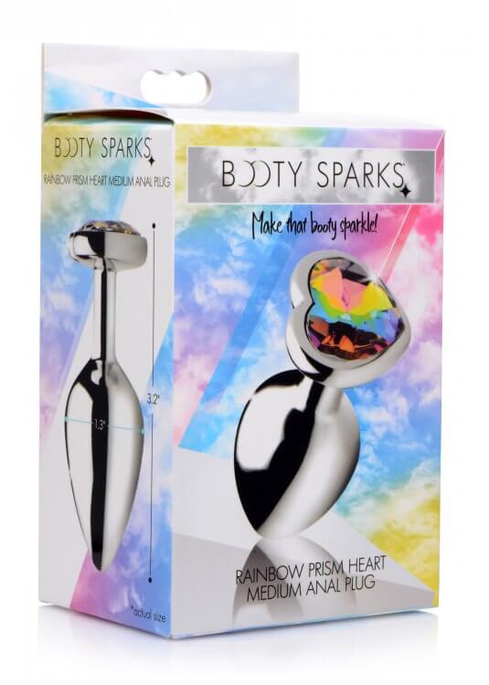 XR Brands Booty Sparks Rainbow Prism Heart Anal Plug Medium at $12.99