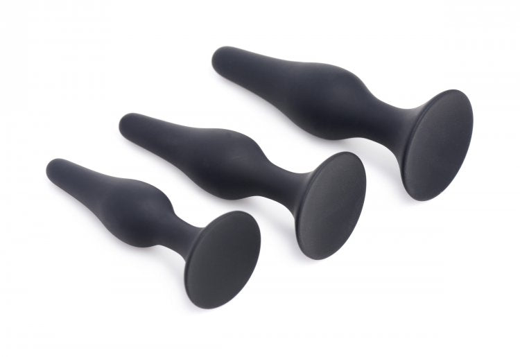 XR Brands Master Series Triple Spire Tapered Silicone Anal Trainers 3 Piece Set at $14.99