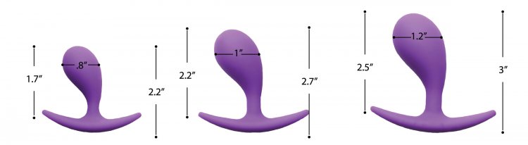 XR Brands Frisky Booty Poppers Curved Silicone Anal Trainer 3 Piece Set at $11.99