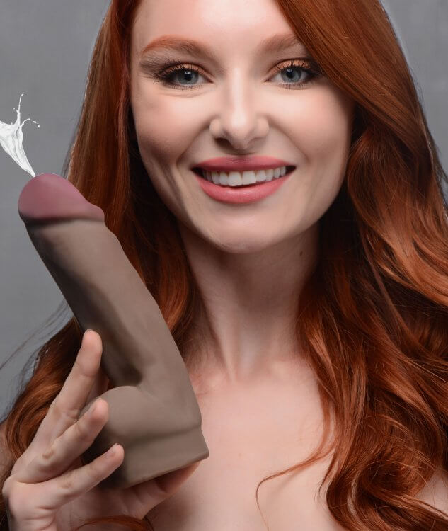 XR Brands Loadz 7 inches Dual Density Squirting Dild Dark Brown at $29.99