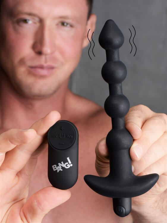 XR Brands Bang! Vibrating Silicone Anal Beads and Remote Control Black at $29.99