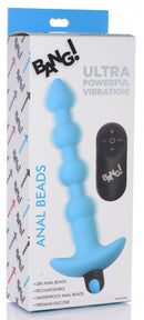 XR Brands Bang! Vibrating Silicone Anal Beads and Remote Control Blue at $29.99