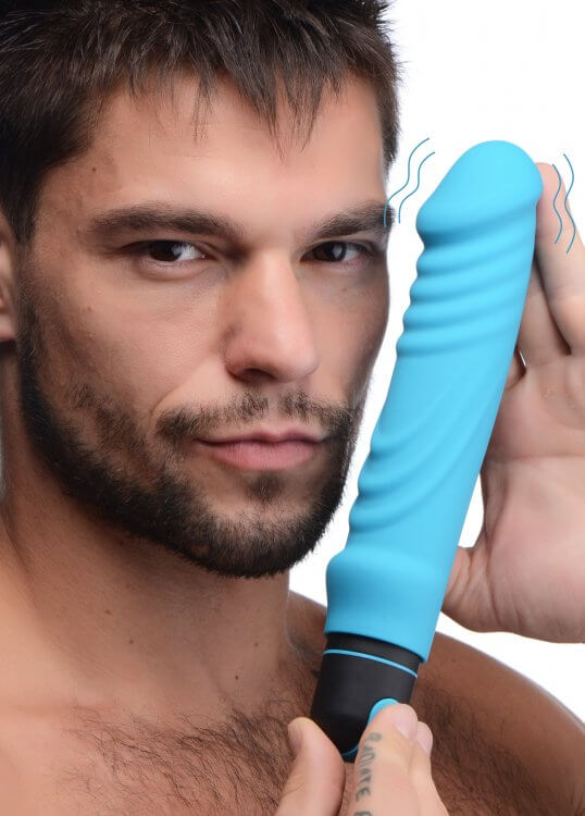 XR Brands Bang! XL Bullet Vibrator and Ribbed Silicone Sleeve Blue at $41.99