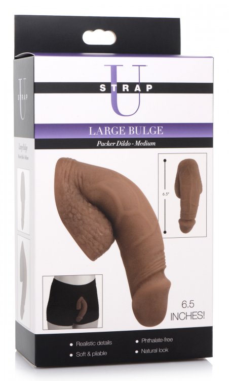 XR Brands Strap U Large Bulge Soft Packer Dildo Medium Skin Tone at $14.99