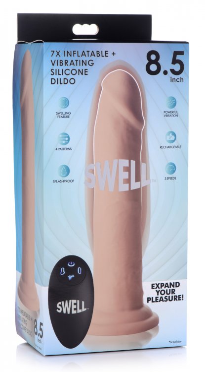 XR Brands Swell 7X Inflatable Vibrating 8.5 inches Dildo with Remote Control at $89.99
