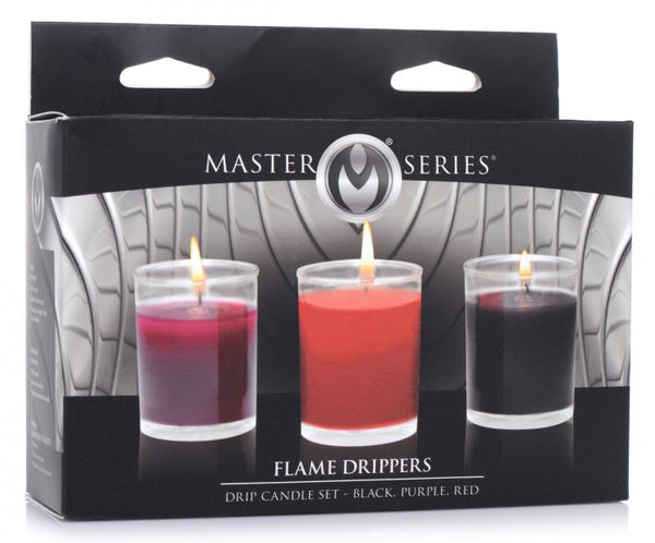 XR Brands Master Series Flame Drippers Candle Set Black, Red, Purple at $24.99
