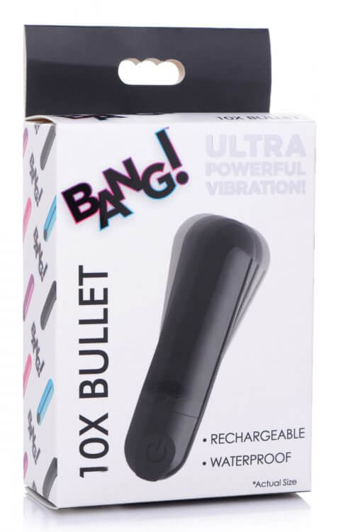 XR Brands Bang! 10X Vibrating Metallic Bullet Black at $14.99