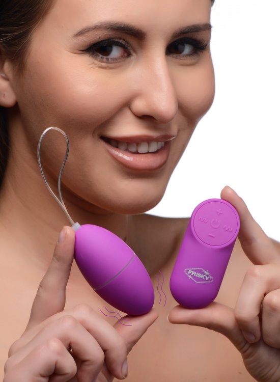 XR Brands Frisky Scrambler 28X Vibrating Egg with Remote Control Purple at $27.99