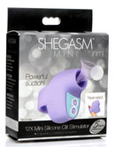 Inmi Shegasm Mini 12X Clit Stimulator in packaging showcasing its features for discreet, travel-sized pleasure.