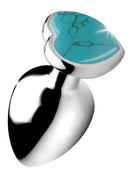 XR Brands Booty Sparks Gemstone Large Heart Anal Plug Turquoise at $29.99