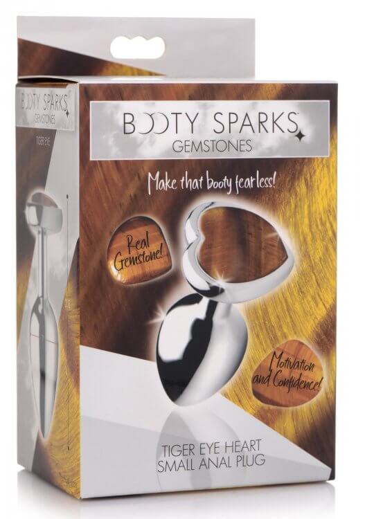 XR Brands Booty Sparks Gemstones Small Heart Anal Plug Tiger Eye at $25.99