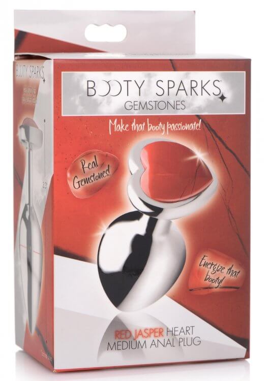 XR Brands Booty Sparks Gemstones Medium Heart Anal Plug Red Jasper at $27.99