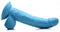 Pop 7.5 inches blue dildo with balls and suction cup base for hands-free pleasure from XR Brands. Veiny shaft and realistic design.