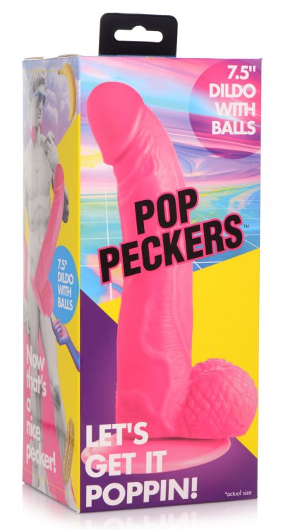 XR Brands Pop 7.5 inches Dildo with Balls Pink at $15.99