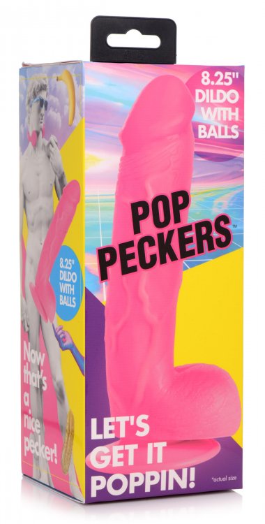 XR Brands Pop 8.25 inches Dildo with Balls Pink at $19.99