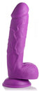 Purple 8.25-inch d**do with veiny shaft, realistic balls, and suction cup base from XR Brands.
