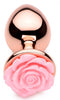 Booty Sparks Pink Rose Gold Large Anal Plug with Rose Flower Design - Elegant adult toy for backdoor pleasure and beauty.