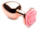 Booty Sparks Pink Rose Gold Large Anal Plug with Rose Flower Design