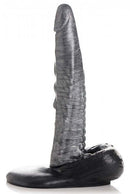 Creature Cocks The Gargoyle Rock Hard Dildo with ridged shaft and smooth head, black balls, and suction cup base for hands-free play