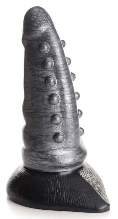 Creature Cocks Beastly Tapered Bumpy Silicone Dildo from XR Brands with suction cup base and tentacle design for hands-free and pegging play.