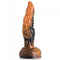 Marbled red, orange, and brown rippled tentacle silicone dildo with suction cup base from XR Brands.