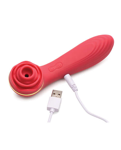 XR Brands Inmi Bloomgasm Passion Petals Suction Rose Vibrator Red at $49.99