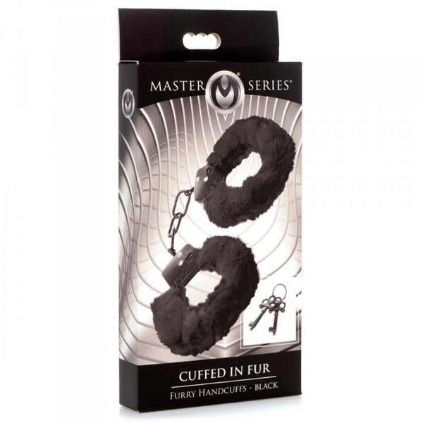XR Brands Master Series Cuffed In Fur Furry Handcuffs Black at $10.99
