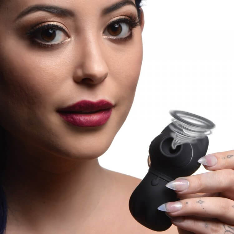 Shegasm Sucky Kitty 7X Clitoral Stimulator - Black, Waterproof, and Rechargeable
