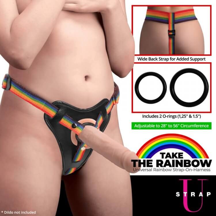 Strap U Take The Rainbow Universal Harness by XR Brands - Adjustable and Comfortable Strap-On Harness