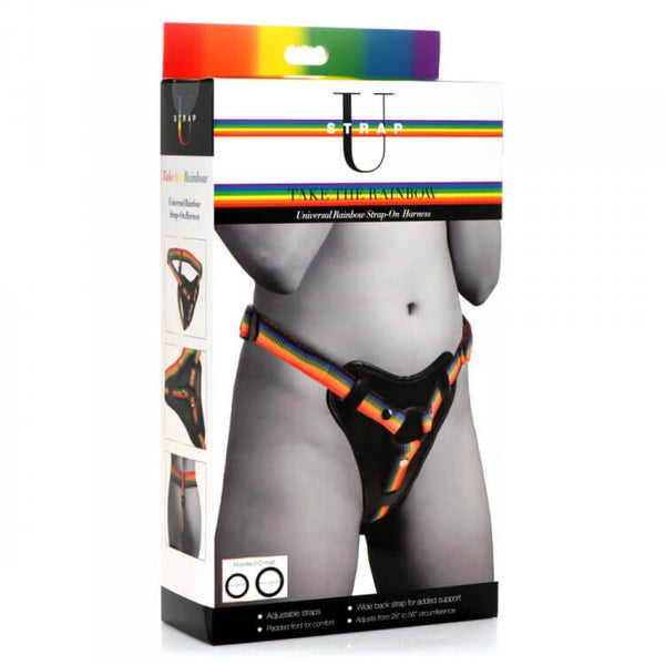 Strap U Take The Rainbow Universal Harness by XR Brands - Adjustable and Comfortable Strap-On Harness