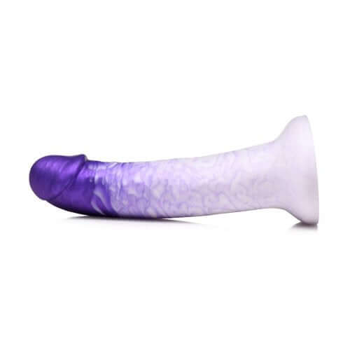 Strap U Real Swirl Realistic Dildo in Purple with swirled design and large glans, featuring prominent veins and premium materials.