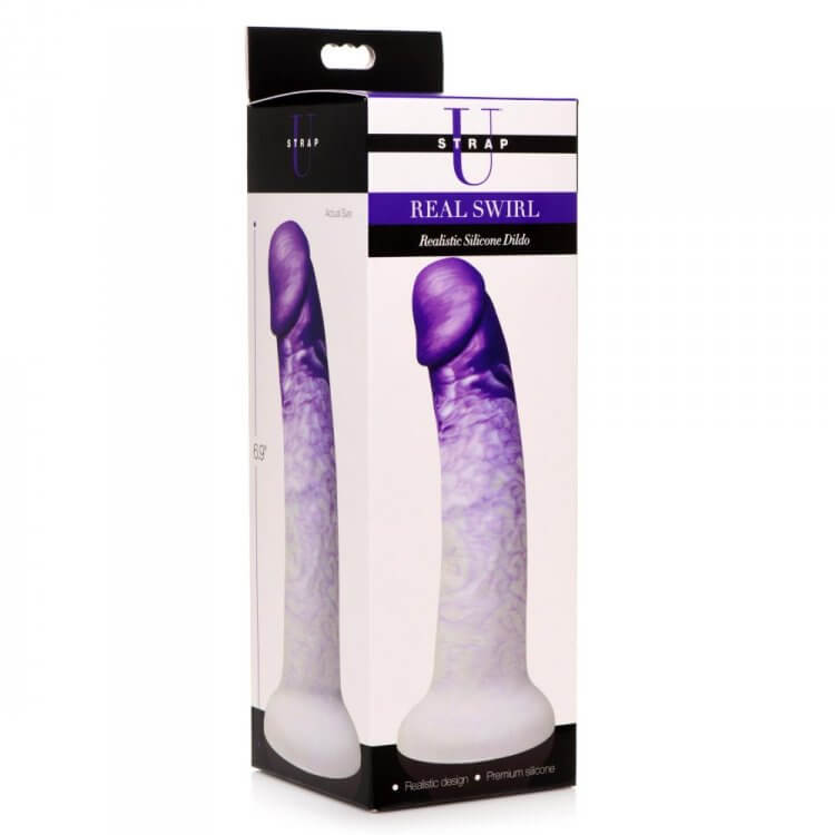 Strap U Real Swirl Realistic Purple Dildo in Packaging