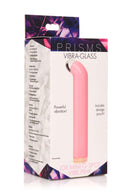 Prisms Vibra Glass 10X Mini G-Spot Vibrator in pink, packaged in elegant box from XR Brands