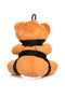 Cute bondage bear keychain wrapped in silky black rope, a playful gift for desk or backpack.