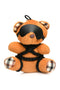 Bondage Bear keychain with blindfold and silky rope, a fun and quirky desk accessory from XR Brands.