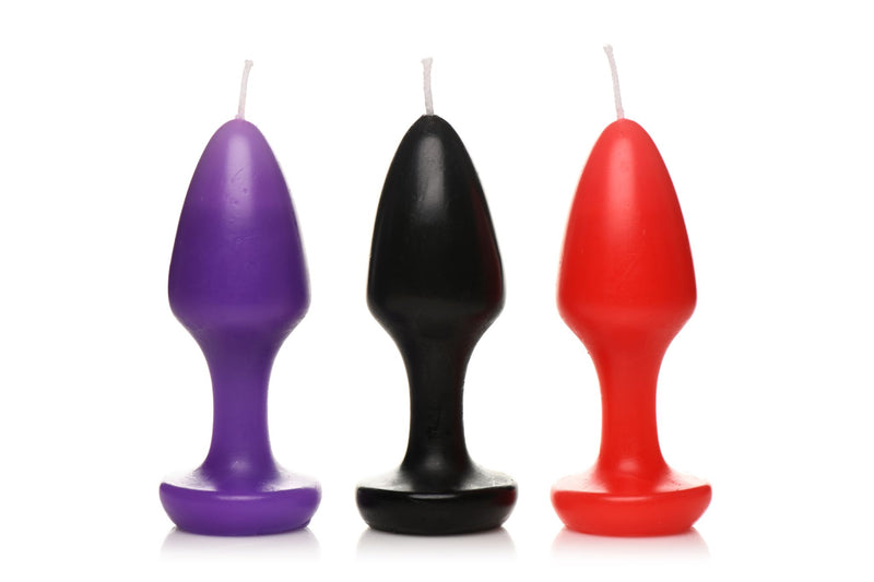 XR Brands Kink Inferno Drip Candles Set - Sensual Wax Play in Black, Purple, and Red