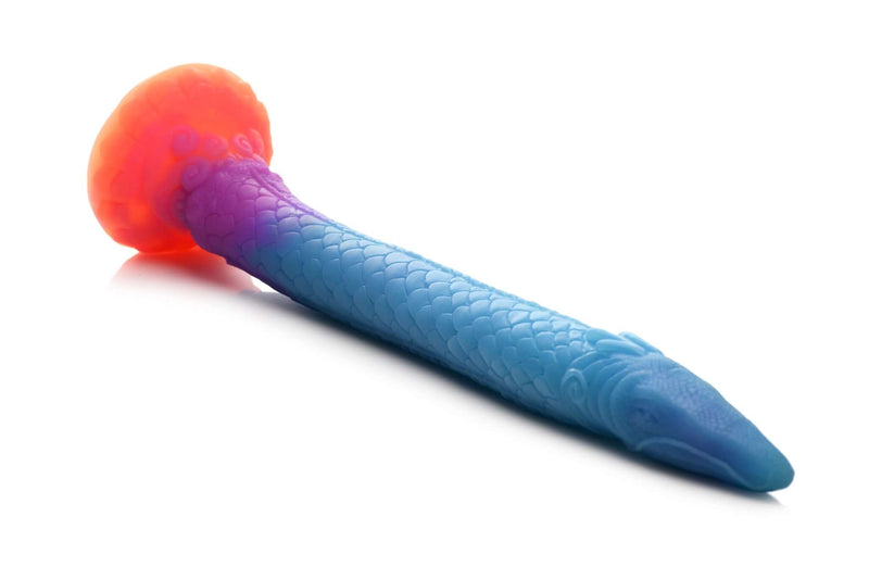 Makara Glow In The Dark Silicone Snake Dildo by Creature Cocks, 16-inch sea snake design, premium phthalate-free silicone, UV-reactive.